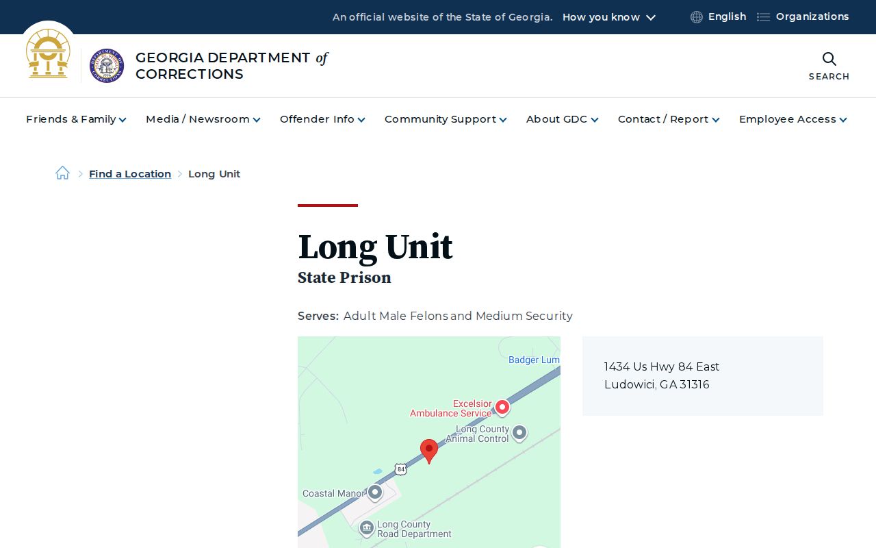 Long Unit Georgia state-prison release records